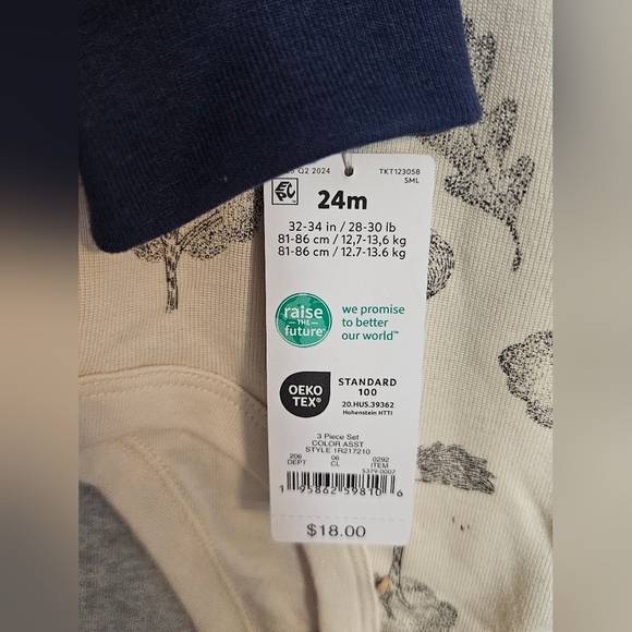 Carters 24mths Cream Animal Print Baby Onesie Gray Pants N Navy Pull Over - Picture 3 of 7